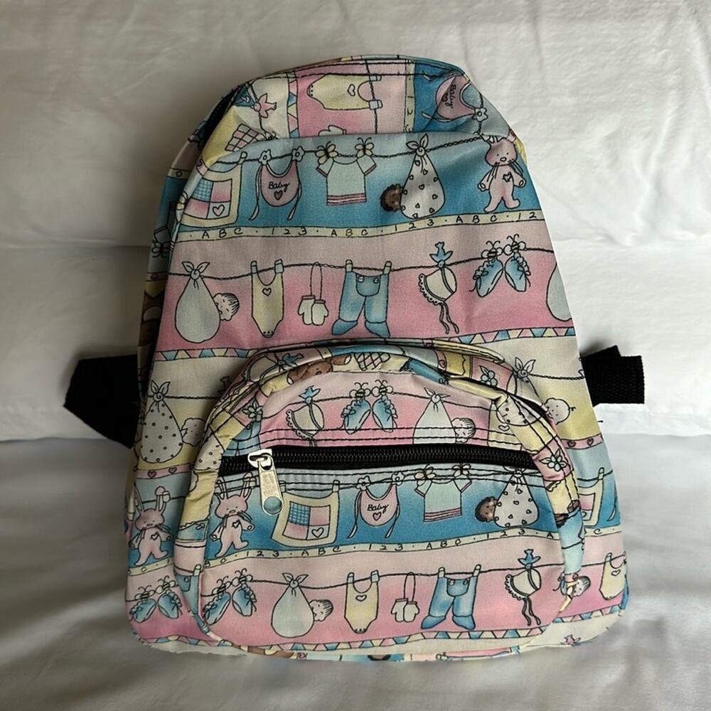 New bagpack pink blue characters